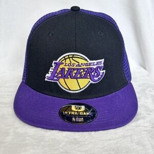 Los Angeles Lakers NBA Horizon Snapback Trucker Cap Purple Black Ultra Game Hat